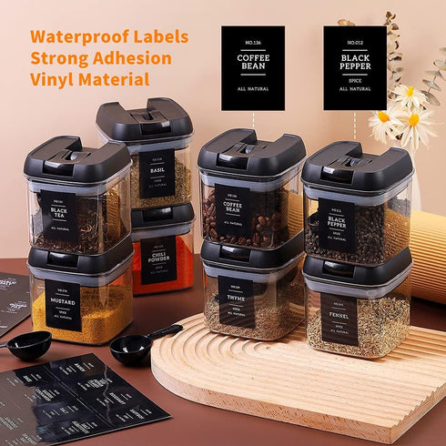 9 16 Oz 148 9 Set Spice Containers with Labels, Pcs Fl Large Plastic Tea Storage Containers with Spice Labels