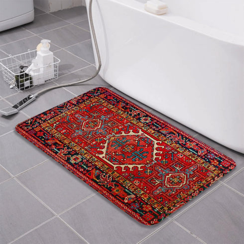 20x30 Inch Vintage Bath Mat, Antique Rustic Aesthetic Red Tribal Bathroom Rugs, Washable Cover for Kitchen Bedroom