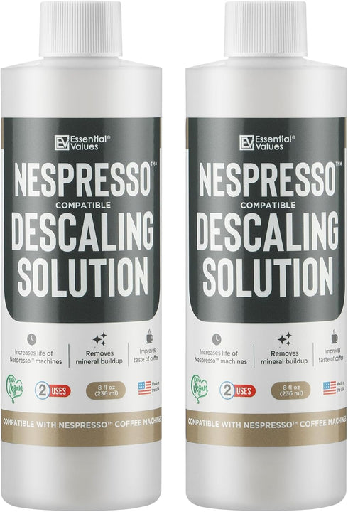 Essential Values Descaling Solution for Nespresso, Coffee Pot Cleaner and Descaler, 12 Month Supply 2-Pack