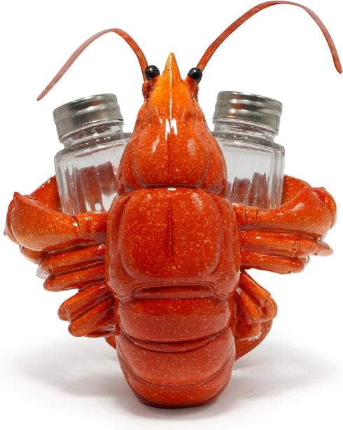 Set Hodao Lobster With Salt and Pepper Shaker Figurines Decoration Lobster with Holder Figurine for Beach Bar