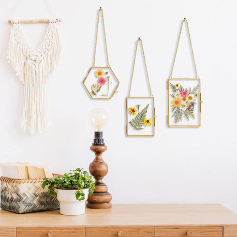 Relaxing Garden Pressed Flower Craft Kit for Adults & Women, DIY Floating Double Glass Frame Kit with Real Dried