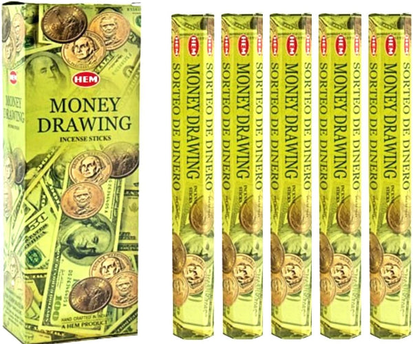 Hem Money Drawing Incense Sticks, 120 Sticks, 6 Boxes, 9 Inches Long, 20g per Box