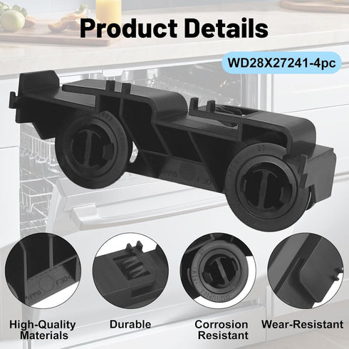 WD28X27241 Dishwasher Rack Carrier and Roller Kit for G-E Ha-ier Hot-point Dishwasher, Replaces WD12X10438, 4 Packs