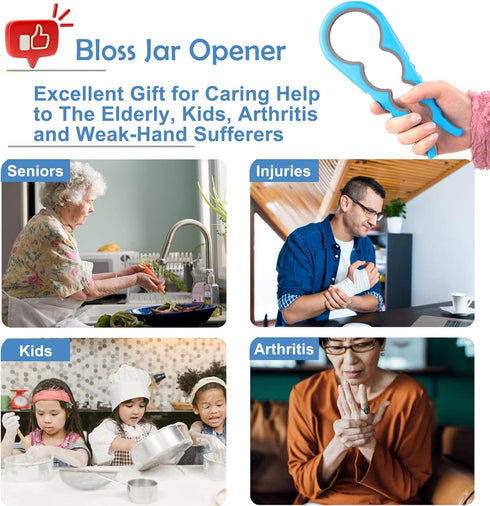 Bloss Anti-skid Jar Opener, Rubber Can Opener Kitchen Grippers for Stubborn Lids, Caps, and Bottles, Blue
