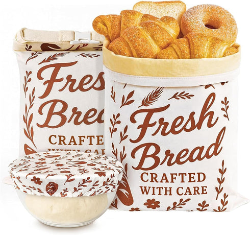 ANKEWY Beeswax Bread Bags with Bowel Cover for Sourdough & Homemade Bread XL
