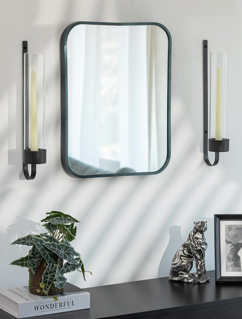 Set 2 Sziqiqi Black Wall Candle Holders: Metal Candle Sconces for Taper of Modern Wall Mounted Candlestick Holder