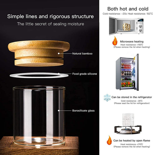 20 2.5oz Pcs Glass Spice Jars with Airtight Bamboo Lids, Labels and Pen, Mini Clear Food Storage Containers for the