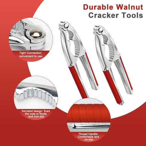 4 2 Pcs Walnut Cracker Tools, Windspeed Nut Crackers Three Opening Clips Nut Shell Openers Tools for Seafood Cracker
