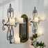 Set 2, 14.4"11.8" Wall Candle Sconce Holder of Metal Wall Sconces Decor Hanging Wall Mounted Candle Stick Holder, Black
