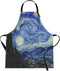 Britimes Apron for Home Kitchen Cooking Baking Gardening, 32x28 inch with Pockets Starry Night Oil Painting