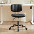 Armless Sweetcrispy Small Office Desk Chair - PU Leather with Comfy Lumbar Support, Height Adjustable Rolling Swivel