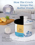 Counter,Blue 6.7 oz TEATALK Vintage Boho Butter Crock - French Ceramic Butter Keeper for and White Porcelain Butter