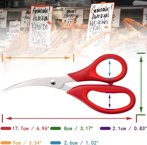Criativo live 8 7 pieces Professional and durable Seafood scissors crab cracker stainless steel seafood scissors