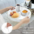 13" MAONAME White Decorative Tray for Coffee Table, Modern Round Serving Tray with Handles, Plastic Tea Trays