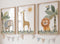 Eviepops Prints Cute Safari Animals Set of 3 Unframed Prints for Baby