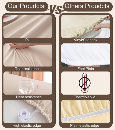 28 47 Inch Coffee,28"x47") PU Stretch Fitted Rectangle Tablecloth with Elastic Edge x Waterproof Oil Proof Table Cloth