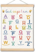 DNEULYR God Says I am Alphabet Christian Wall Art Poster for Kids, Bible