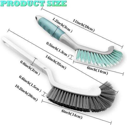 HONGSAGE 2Pcs Cleaning Brushes, Multi-Purpose Right Angle Brush Scrubbing Kitchen Bathroom Deep Cleaning Edge Corner