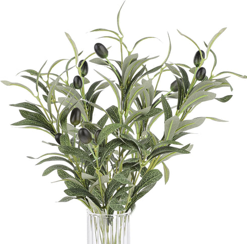 Mozeat Lens 11 Inch Olive Branches for Vases, 5 PCS Artificial Plants Olive Tree