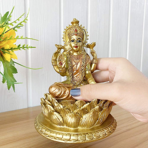 BangBangDa Hindu Goddess Lord Laxmi Statue - Lakshmi Indian God Home Office Temple Mandir Puja Items Figurine