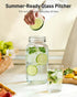 64 oz Glass Pitcher with Lid, Large Wide Mouth Mason Jar with Pour Spout, White Sun Tea Glass Jar for Outside
