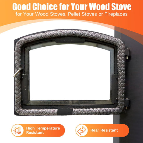 Wood Stove Gasket (7/8" x 72") - Grey Color Fiberglass Door Seal, High Temperature Resistant Rope