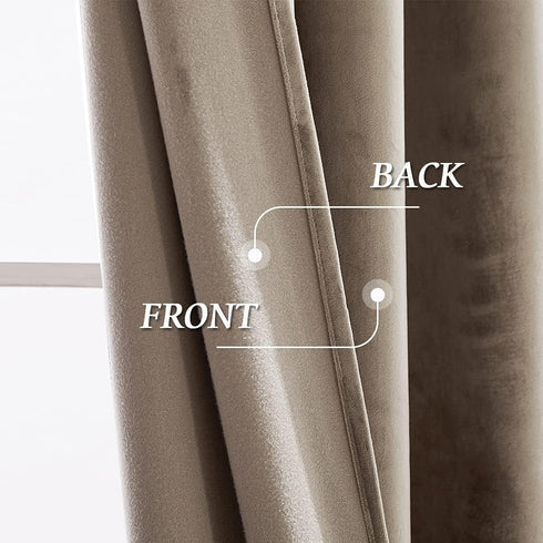 84 inches 52 84, 1 RYB Home Taupe Velvet Curtains Long for Bedroom, Super Soft Room Darkening Thermal Insulating Window
