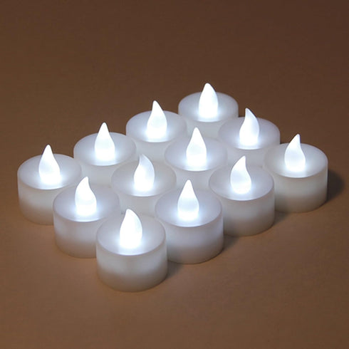 LumaBase Battery Operated Tea Light Candles, Pink, Set of 12