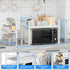 Adjustable Over the Microwave Shelf, 2 Tier Microwave Rack with Spice Organizer and Hooks for Kitchen, White