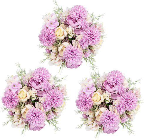 6 Pack Artificial Flowers, Realistic Fake Faux Peony Silk Hydrangea Plastic Carnations Daisy Arrangements for Wedding