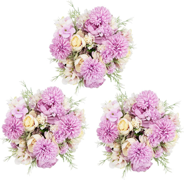 6 Pack Artificial Flowers, Realistic Fake Faux Peony Silk Hydrangea Plastic Carnations Daisy Arrangements for Wedding