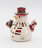 Fine Ceramic Snowman Tea Light Candle Holder Wearing Scarf, 5-1/2" H