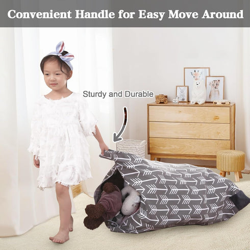 Jorbest Stuffed Animal Storage Bean Bag Chair for Kids and Adults, Premium Canvas Stuffie Seat - COVER ONLY (Grey with