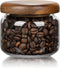 1 PC Small Glass Storage Jar with Airtight Lid, 10 fl oz (300ml) Coffee Container with Wooden Lid