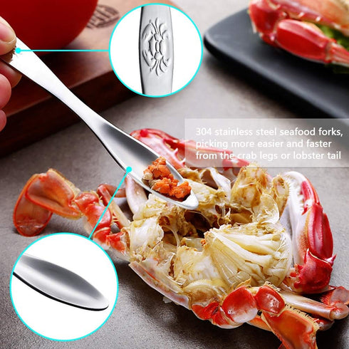 Crab Leg Crackers and Tools Set - Stainless Steel Lobster Crackers and Picks, Shellfish Crab Claw Cracker & Forks,