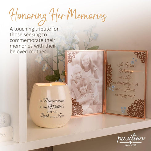 Pavilion Light Your Way Memorial Ceramic Vessel - 100% Soy Wax Candle, "In Remembrance Of My Mother's Eternal Light And
