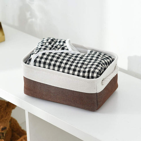 Small Storage Baskets for Shelves, Fabric Storage Baskets for Closet, Rectangular Collapsible Organizing Baskets