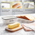Countertop, Butter Dish with Lid, ALELION Large Ceramic Butter Dish for Butter Keeper with Thick Acacia Wood Lid