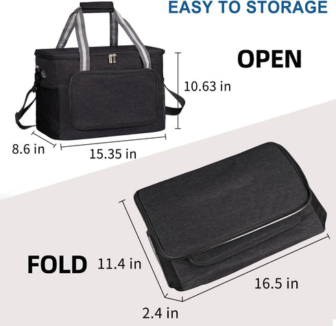 24L 36-Can iknoe Large Cooler Bag Collapsible, Insulated Bags, Leakproof Lunch Cooler Tote with Multi-Pockets for Adult