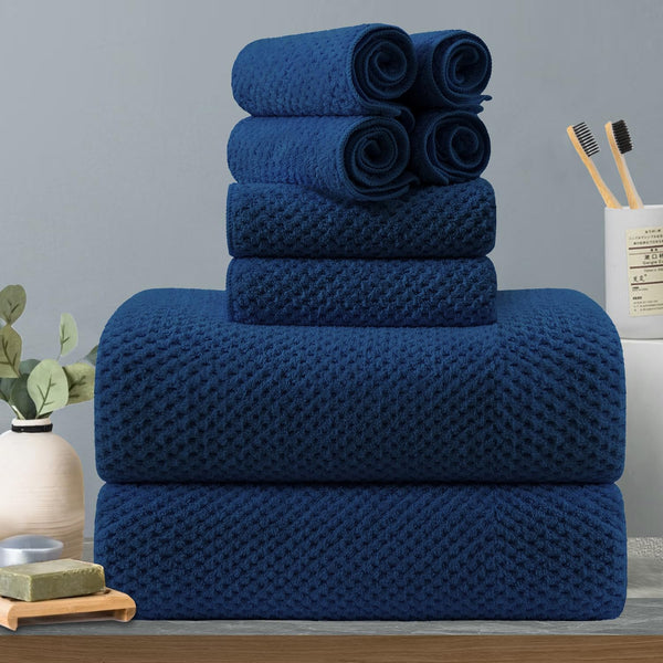 8-Piece Navy Bath Towels Set,2 Oversized Large Bath Towels Sheet,2 Hand Towels