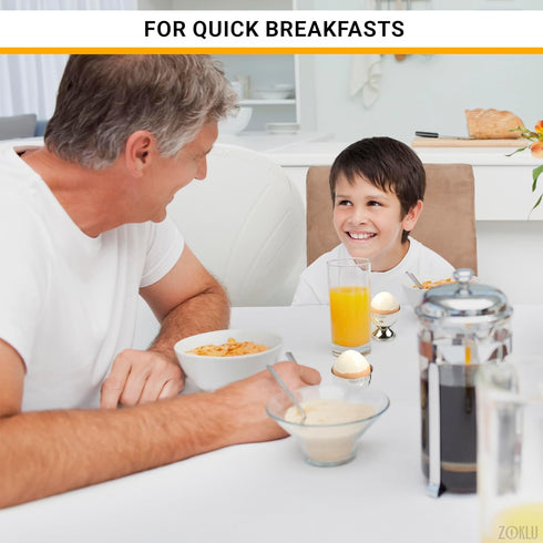 Set 2 2 Egg Shell Opener Pcs Egg Cups for Soft Boiled Eggs & Hard Boiled Eggs (Fits LXL Sizes), Pcs Spoons, Stainless