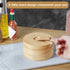 OUTNILI 2-Compartment 6 oz Salt Box with Lid and Spoon, Bamboo Salt Cellar with Swivel Lid, Salt and Pepper Bowls