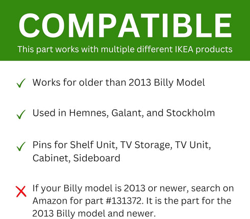 Spare Hardware Parts #121762) (Pack 12) Old Billy Bookshelf Pins (Replacement for IKEA Part