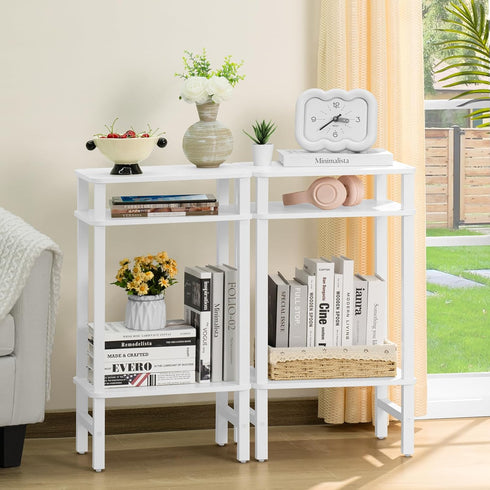3-Tier YUFAM Side Table End Table Tall Night Stand for Living Room Bedroom Bathroom Office Furniture White