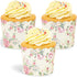 Sparkle and Bash Vintage Floral Cupcake Liners & Baking Cups - 50 Pack Yellow 2.25 x 2.75 In, Oven Safe