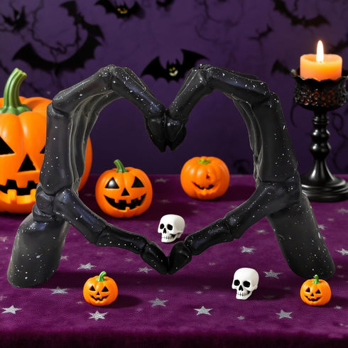 Skeleton Hands Statue,Heart Hands Sculpture,Hand Gesture Desk Statues Love Ornaments,Heart Shape Finger Gesture