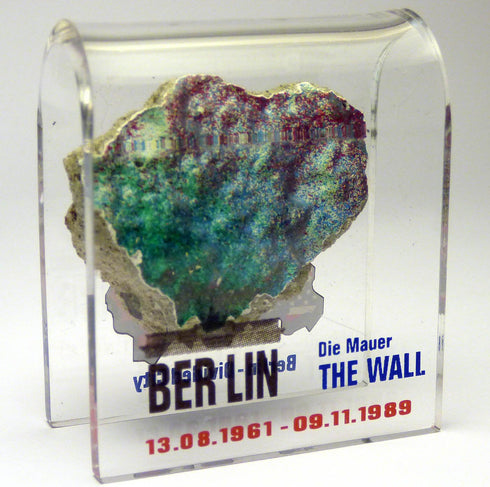 Original Piece of the Berlin Wall - Authentic Souvenir Mounted in Acrylic Display (Small 2"X2", Divided City)