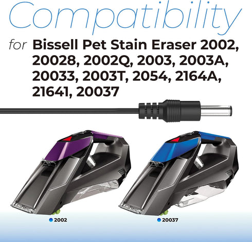 ANTOBLE 1611736 Charger for Bissell Pet Stain Eraser 2003, Power Adapter for 20037 2054 2164A 2002