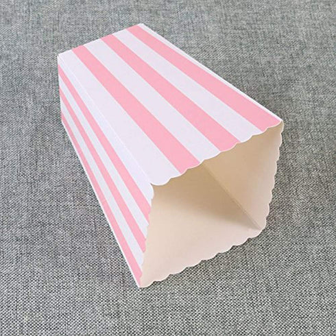 BinaryABC Popcorn Boxes, Stripe Pattern Decorative Dinnerware for Parties, 24pcs, Pink