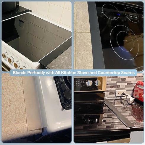 Silicone Stove Gap Covers (2PCS), 25 inch Heat Resistant Stove Guard for Kitchen Oven Counter Side Gap, Black